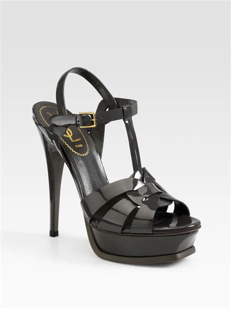 ysl tribute black leather|tribute leather platform sandals.